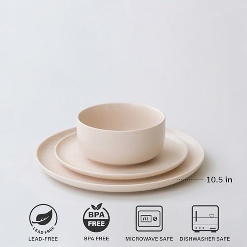 6-Piece Chip and Scratch-Resistant Dinner Plate Set in Oat Beige