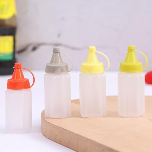 4 Pcs Mini Squeeze Condiment Bottles 1 OZ transparent for Easy Refill Kitchen Storage