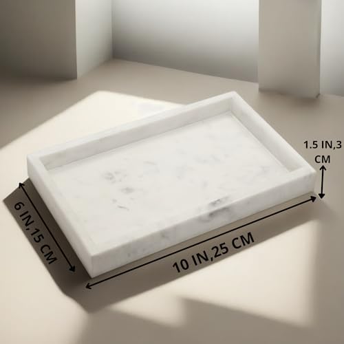 KC KULLICRAFT Natural Marble Tray for Desktop Kitchen Bathroom Organizer