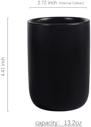 BosilunLife Ceramic Toothbrush Holder - 12oz Black Tumbler Cup - Reusable Oral Care Accessory