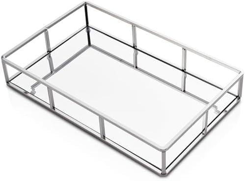 Silver Mirrored Vanity Tray Organizer for Bathroom