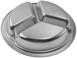 Round Divided Plate for Adults Camping BBQ and Durable 304 Steel Dinner Trays