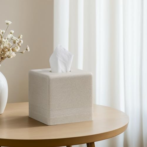 Haocoott Tissue Box Cover Square Beige