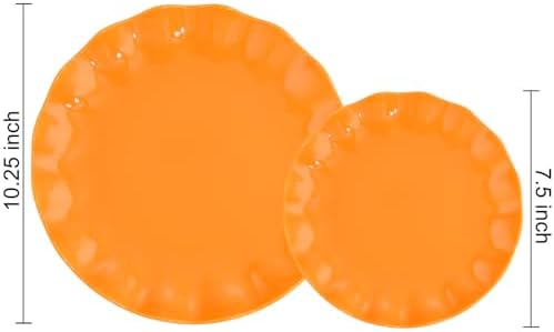 LIYH 24pcs Orange Platters - Scalloped Sturdy Reusable Plates for Parties