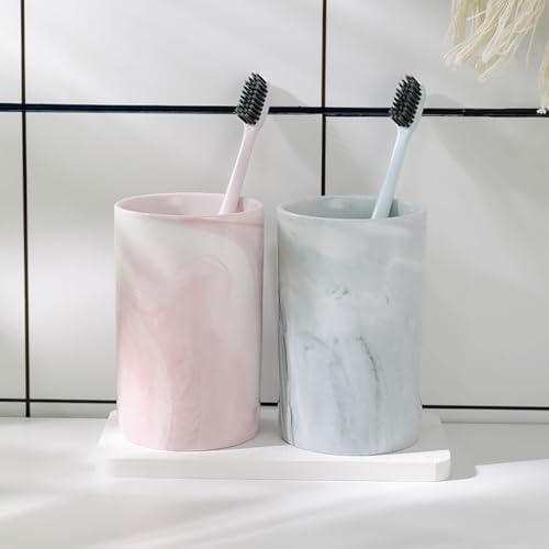 Kelake Ceramic Tumbler Cup Gray Marble Bathroom Holder