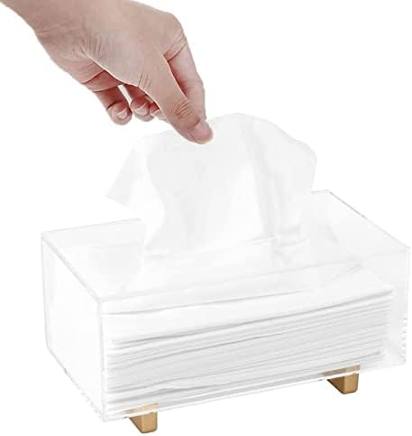 YoBa Acrylic Tissue Box Holder with Gold Legs