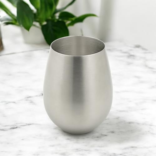 StainlessLUX 73343 - Brushed Stainless Steel Wine Glass