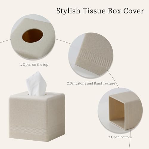 Haocoott Tissue Box Cover Square Beige