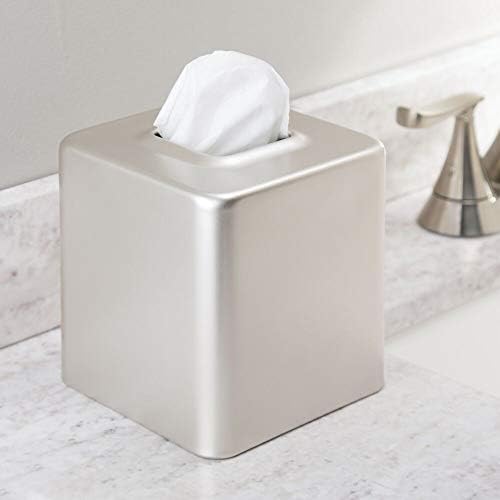mDesign Steel Square Tissue Box Cover - Satin