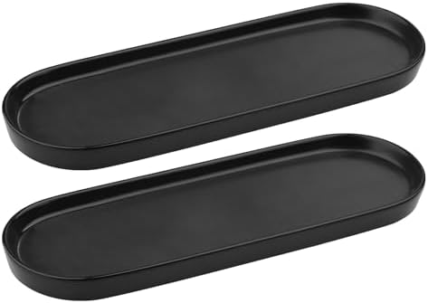 VanEnjoy Set of 2 Black Vanity Trays for Bathroom Kitchen use