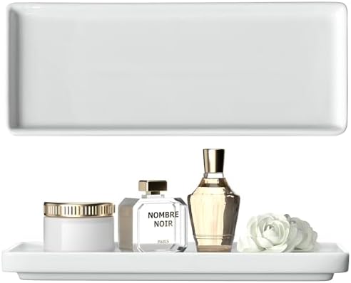 Premium Ceramic Bathroom Tray - Sleek Non-Slip Organizer for Shower Countertop Vanity