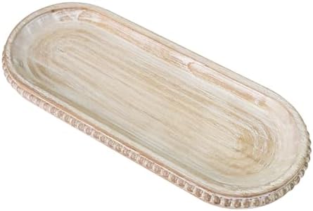 Stylish Rustic Wash White Oval Tray for Home Kitchen
