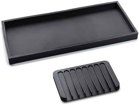 Silicone Vanity Tray with Soap Dish Set - 157 Silicone Tray for Bathroom Kitchen Counter Organizer