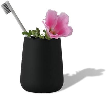 Modern Matte Black Ceramic Toothbrush Holder