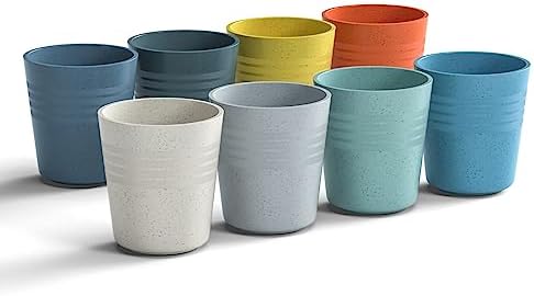 Eco-Friendly Wheat Straw Cups Reusable 8 Oz Plastic Set for Kitchen Durable BPA-Free