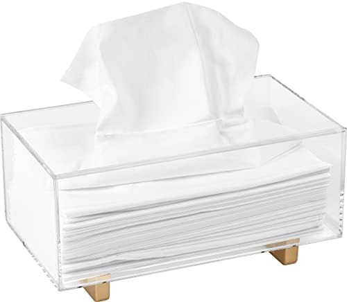 YoBa Acrylic Tissue Box Holder with Gold Legs