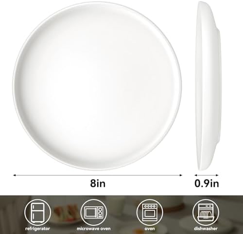 Sanyannis 8-Inch Matte Ceramic Dinner Plate Set for Kitchen Use