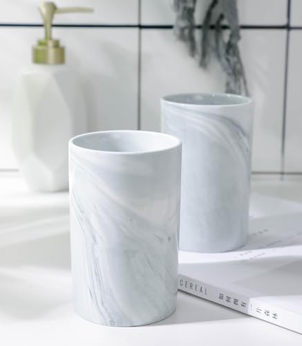 Kelake Ceramic Tumbler Cup Gray Marble Bathroom Holder