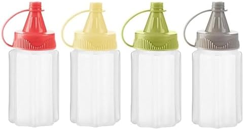 4 Pcs Mini Squeeze Condiment Bottles 1 OZ transparent for Easy Refill Kitchen Storage