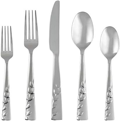 Cambridge Silversmiths Blossom Flatware Set Service for 4 Stainless Steel 20 Count Brushed Finish