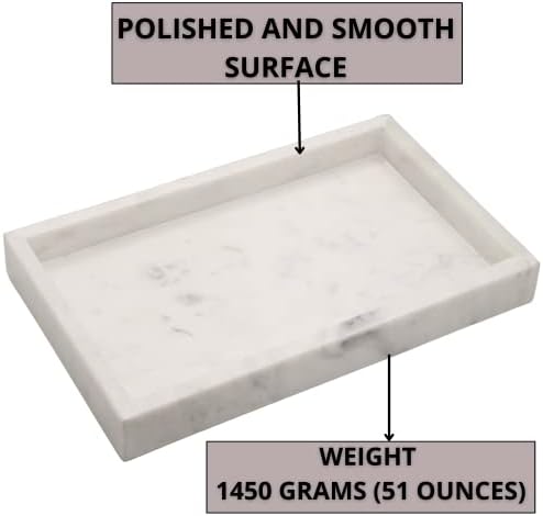 KC KULLICRAFT Natural Marble Tray for Desktop Kitchen Bathroom Organizer