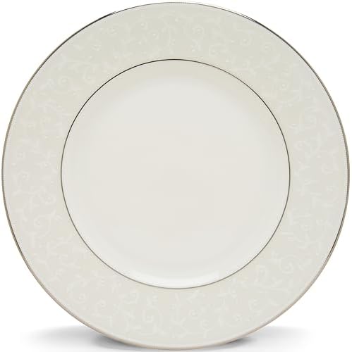 Upgrade Your dining experience with Lenox Opal Innocence Dinner Plate - White and Platinum