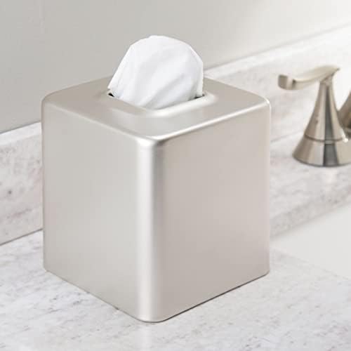 mDesign Steel Square Tissue Box Cover - Satin