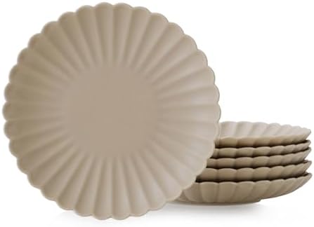Daisy Dinner Plate Set 6-Piece 9-inch Coconut Caf