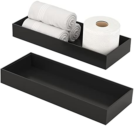 VeyFey 2-Piece Toilet Tank Organizer Box for Modern Black Bathrooms