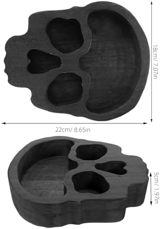 Alipis Wooden Skull Bowl Halloween Charcuterie Cheese Board