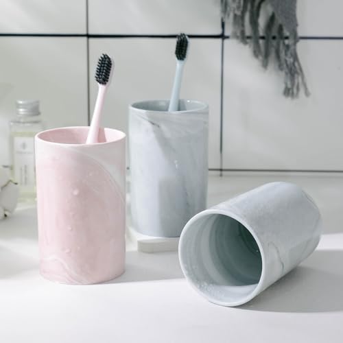 Kelake Ceramic Tumbler Cup Gray Marble Bathroom Holder