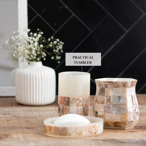 Milano Toothbrush Cup with Mother of Pearl - Electric Toothbrush Holder for Bathroom