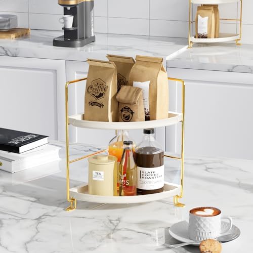 Sturdy Corner Organizer with 2 Tier Storage for Bath Space-Saving Vanity Organizer