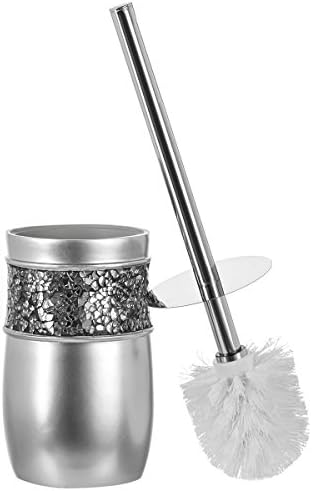 Crackled Glass Toilet Brush Set - Rust-Resistant Durable