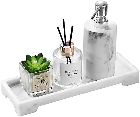 Luxspire Builder-Proof Bathroom Vanity Tray Marble Design 11 x 4