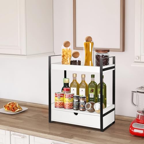 2-Tier Bathroom Organizer with Drawer for Storage