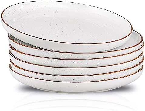 HVH Farmhouse Style Dinner Plates Set of 6 1025-Inch Ceramic Dinnerware for Home Kitchen or Gifting