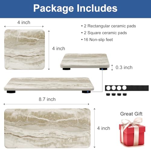 Set of 4 Drying Stone Trays for Kitchen and Bathroom