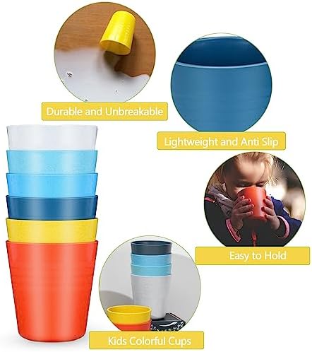 Eco-Friendly Wheat Straw Cups Reusable 8 Oz Plastic Set for Kitchen Durable BPA-Free
