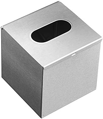 JunSun Square Tissue Box Holder - Stainless Steel Brushed Nickel 5x5x5