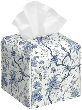 POIUBLE Smart Tissue Box Cover with Bird Flower Design 52 x 52 x 52