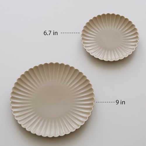 Daisy Dinner Plate Set 6-Piece 9-inch Coconut Caf