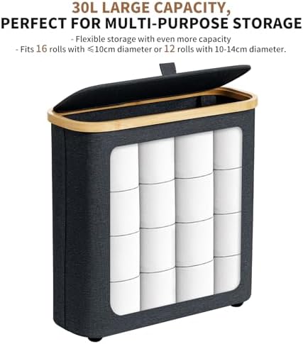 AiseNnO 30L Toilet Paper Storage Basket with Lid Handle
