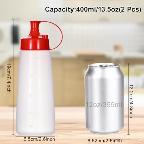 Uceoo2 Pack Condiment Squeeze Bottles - Sturdy BPA-free FDA Certified for Professional and Home Use