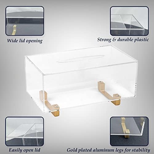 YoBa Acrylic Tissue Box Holder with Gold Legs