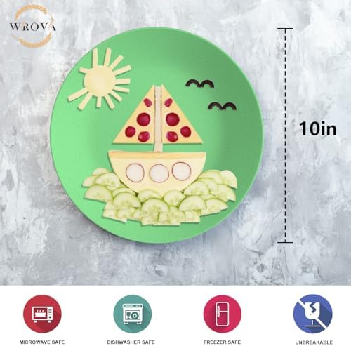 Wrova 10 Inch Wheat Straw Plates Set of 8 Unbreakable