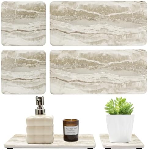 Set of 4 Drying Stone Trays for Kitchen and Bathroom