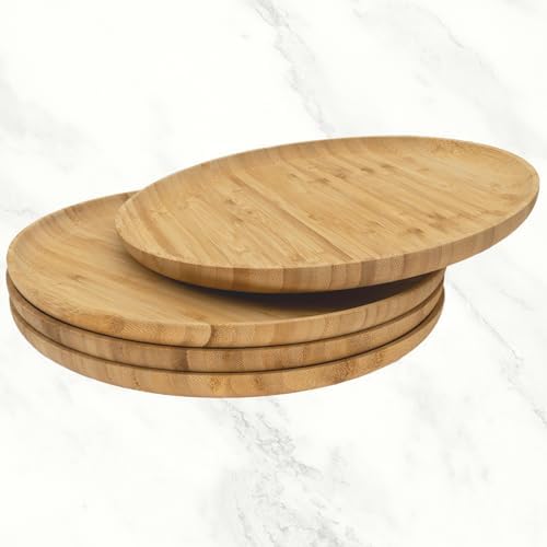 Ecowoven Bamboo Wood Plates 7-Inch 4 Pack