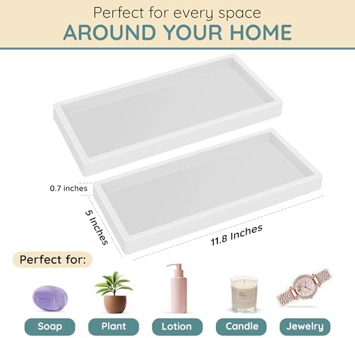 Lavatoria Silicone Countertop Tray 2 Piece Large Vanity Organizer