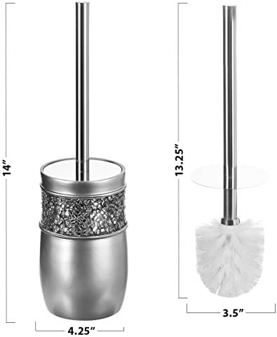 Crackled Glass Toilet Brush Set - Rust-Resistant Durable